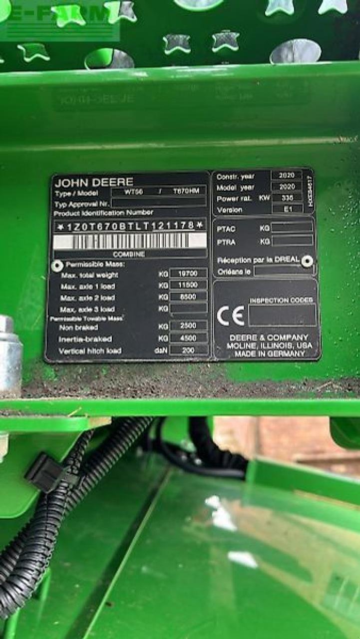 Mähdrescher del tipo John Deere t6070i hillmaster, Gebrauchtmaschine en SHREWSBURRY (Imagen 7)