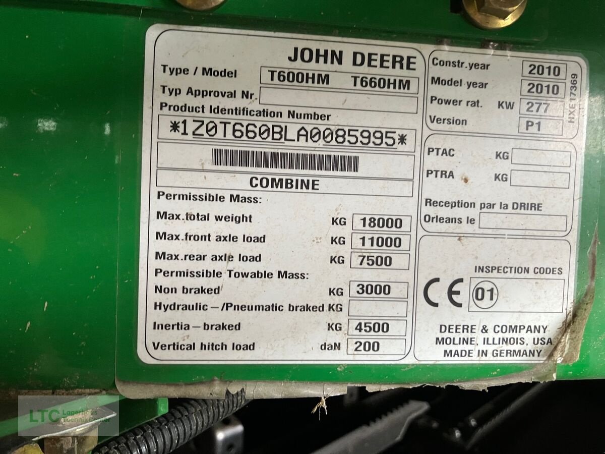 Mähdrescher Türe ait John Deere T660HM, Gebrauchtmaschine içinde Korneuburg (resim 14)