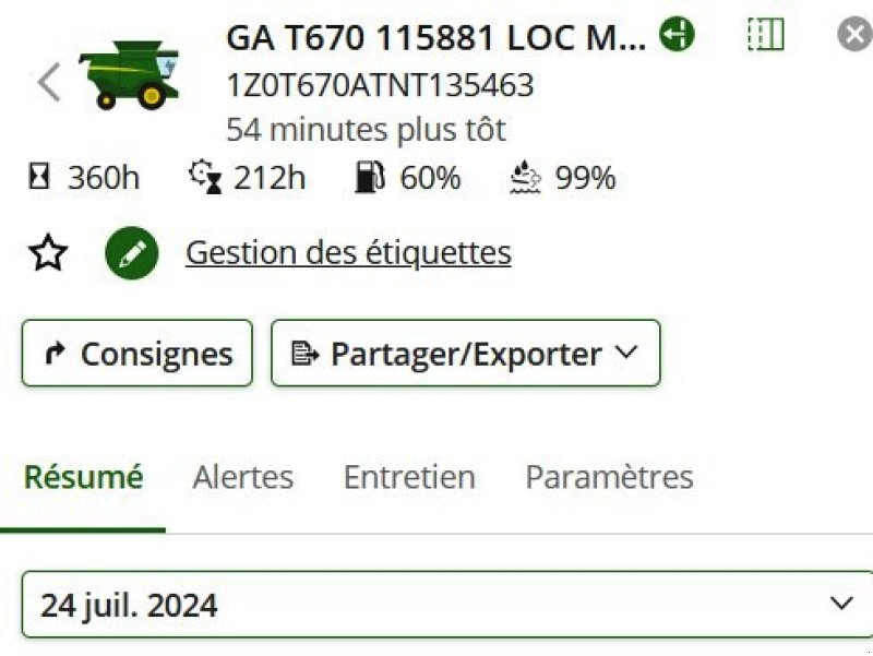 Mähdrescher Türe ait John Deere T670, Gebrauchtmaschine içinde SAINT-GERMAIN DU PUY (resim 7)