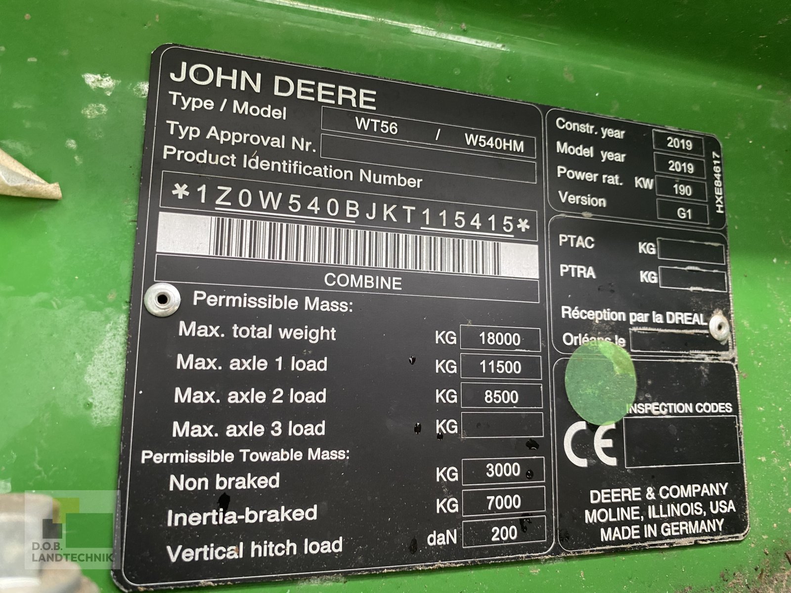 Mähdrescher Türe ait John Deere W 540 HM, Gebrauchtmaschine içinde Regensburg (resim 17)