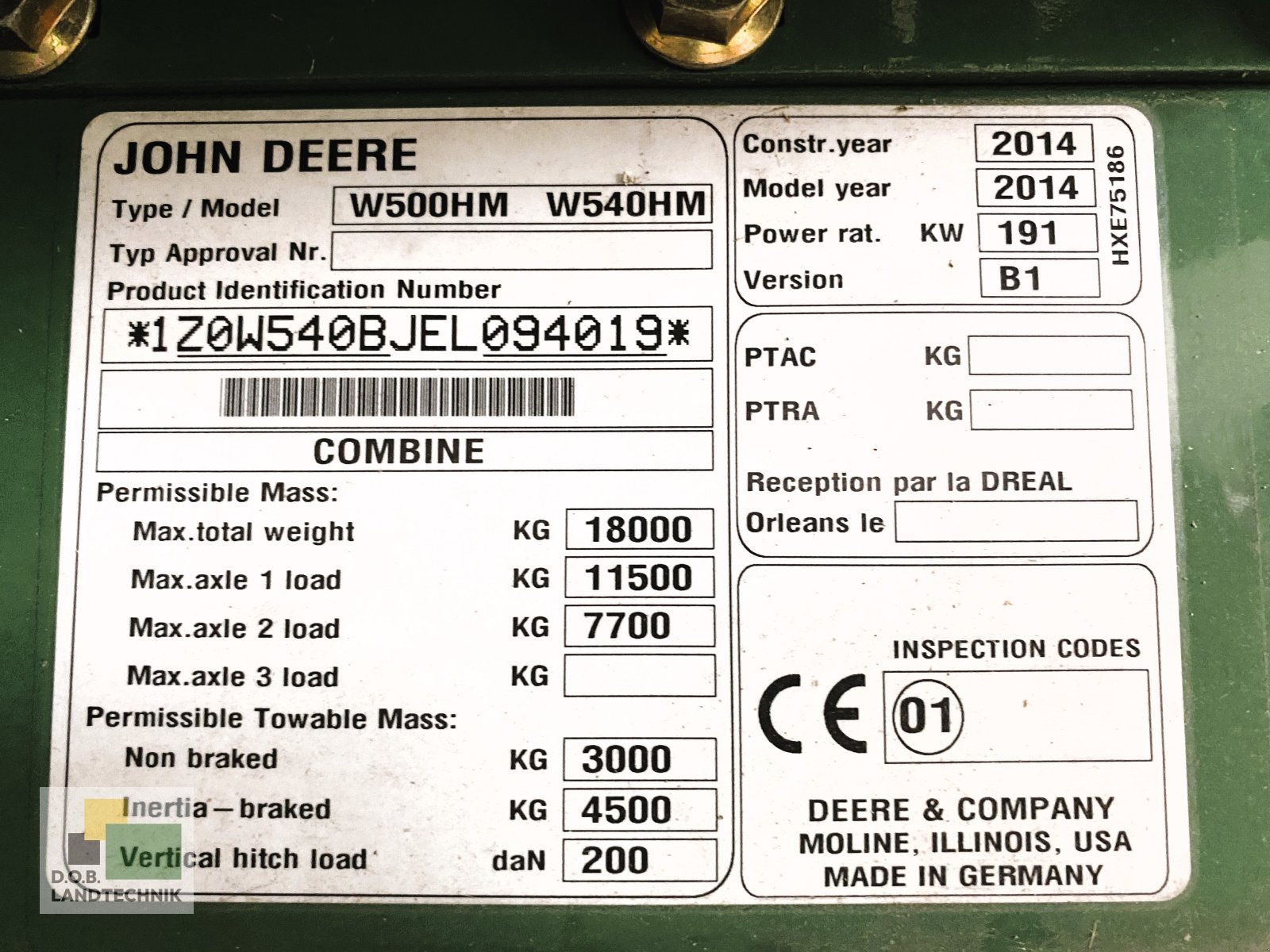 Mähdrescher Türe ait John Deere W540 W 540 HM Hillmaster, Gebrauchtmaschine içinde Regensburg (resim 29)