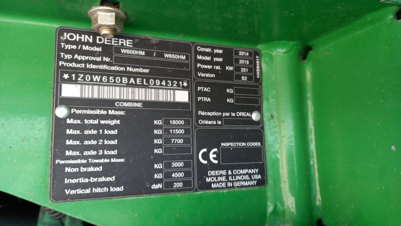 Mähdrescher типа John Deere W650, Gebrauchtmaschine в Hamburg (Фотография 12)