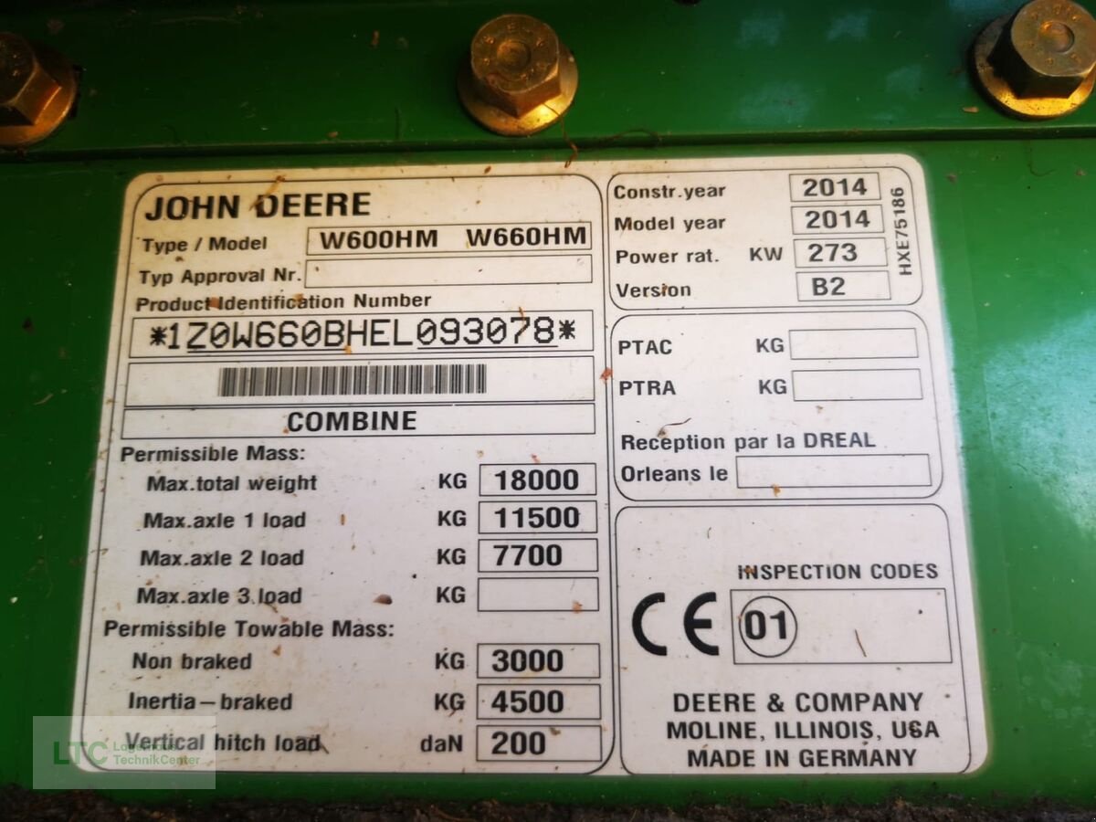 Mähdrescher Türe ait John Deere W660 Hillmaster, Gebrauchtmaschine içinde Großpetersdorf (resim 10)