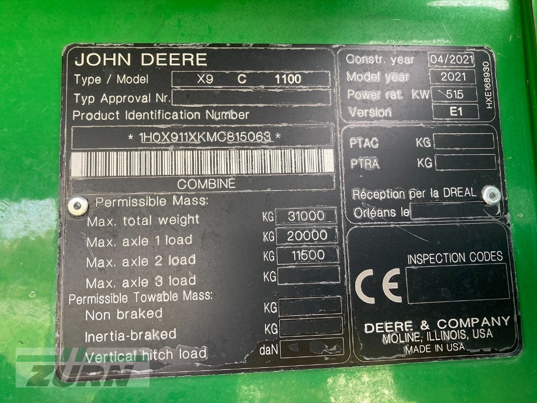 Mähdrescher des Typs John Deere X9 1100, Neumaschine in Giebelstadt-Euerhausen (Bild 12)