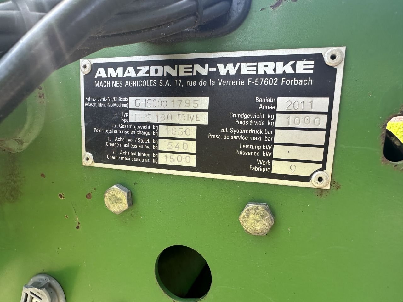 Mähwerk Türe ait Amazone GHS 180, Gebrauchtmaschine içinde Almen (resim 10)