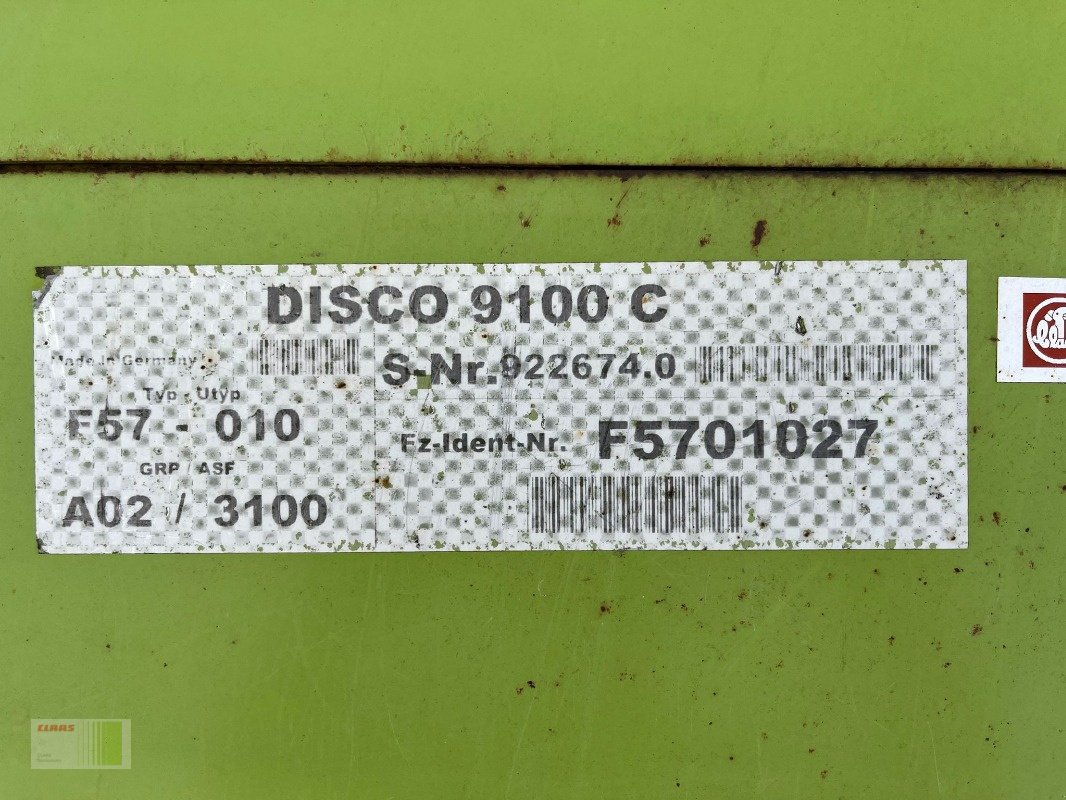 Mähwerk typu CLAAS DISCO 9100 C CONTOUR, Gebrauchtmaschine v Risum-Lindholm (Obrázok 12)