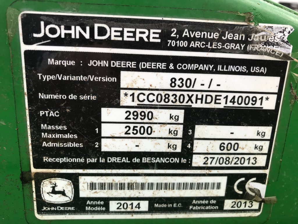 Mähwerk του τύπου John Deere 830 DESTOCKAGE, Gebrauchtmaschine σε UZERCHE (Φωτογραφία 7)