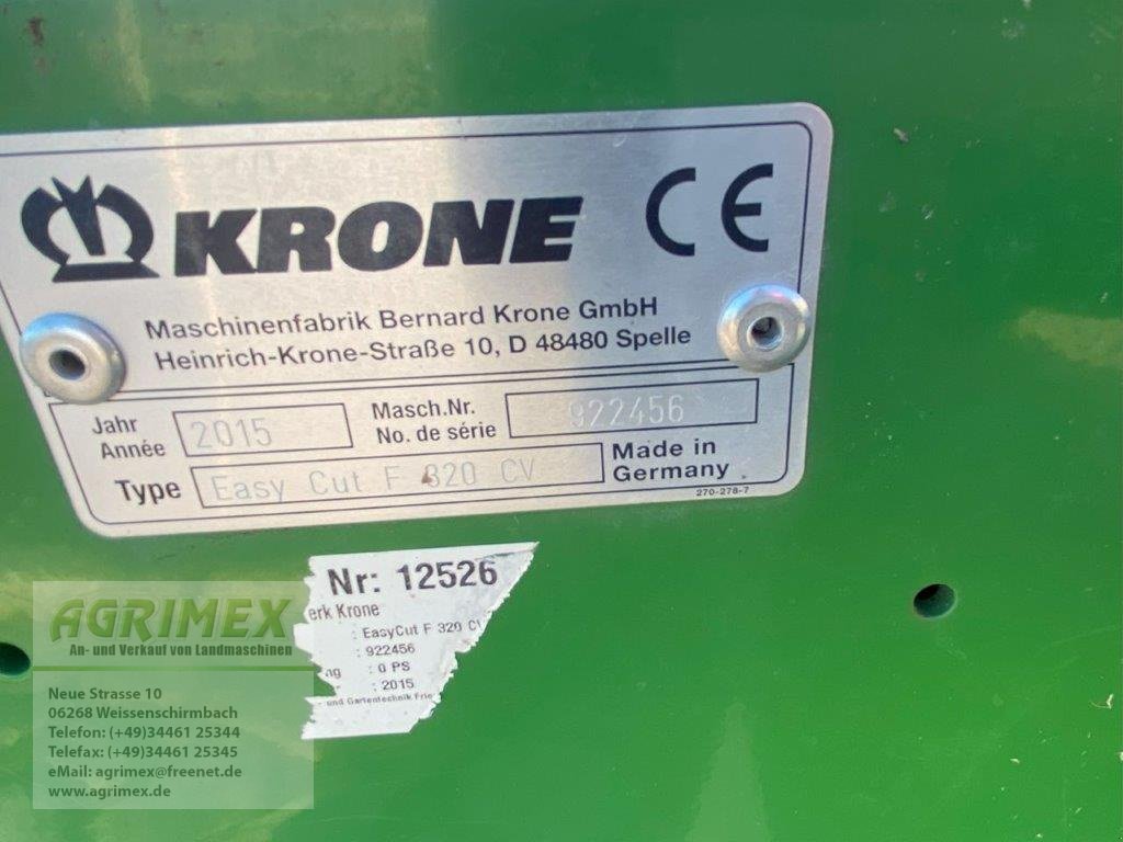 Mähwerk Türe ait Krone Easy Cut F 320 CV, Gebrauchtmaschine içinde Weißenschirmbach (resim 4)