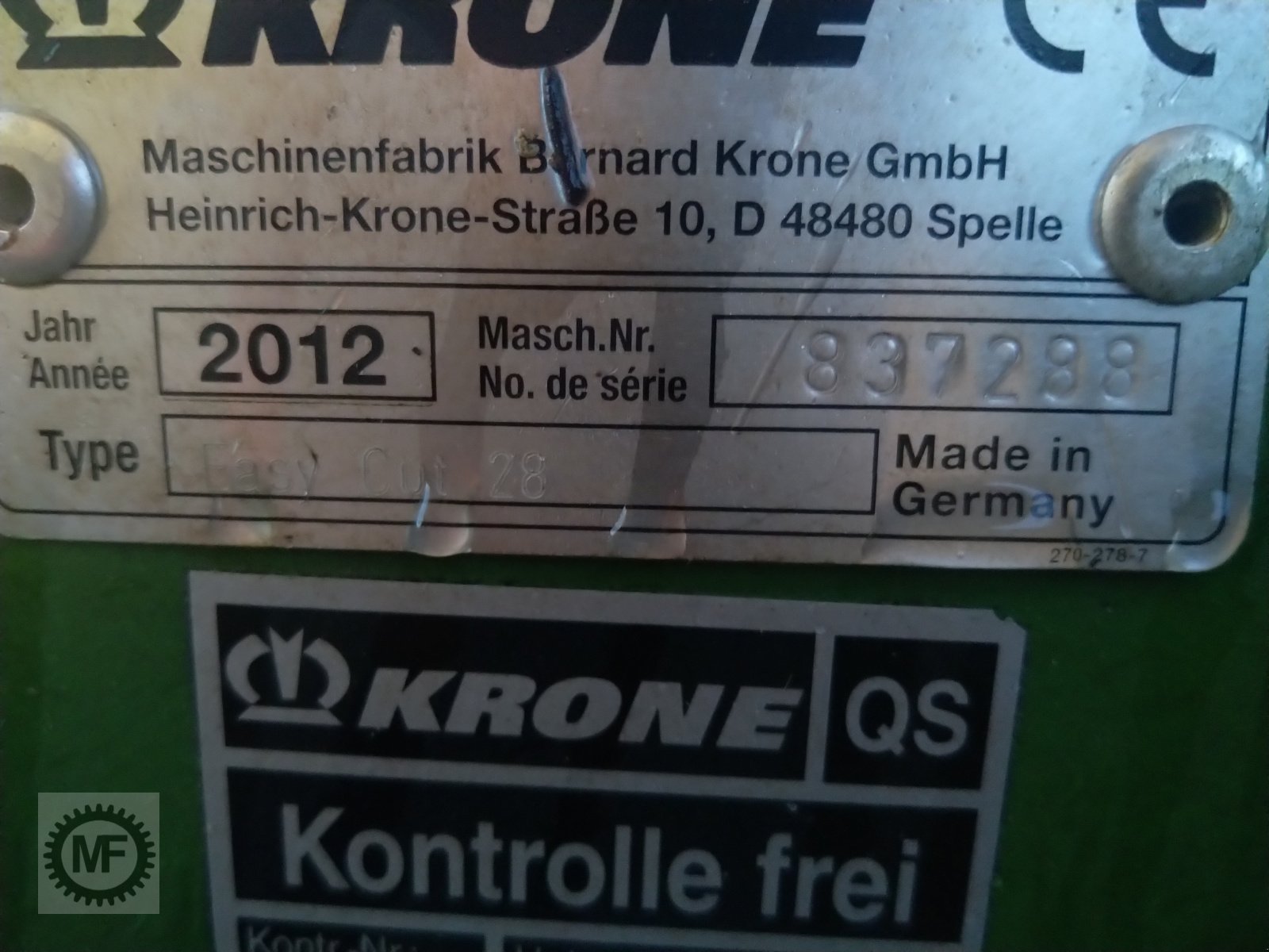 Mähwerk Türe ait Krone EasyCut 28, Gebrauchtmaschine içinde Huglfing (resim 7)