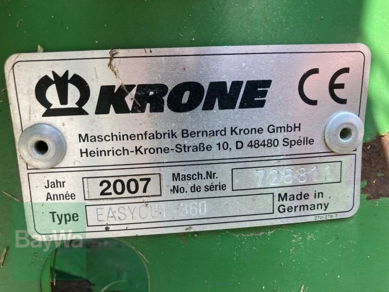 Mähwerk du type Krone EASYCUT 360, Gebrauchtmaschine en Untergriesbach (Photo 8)