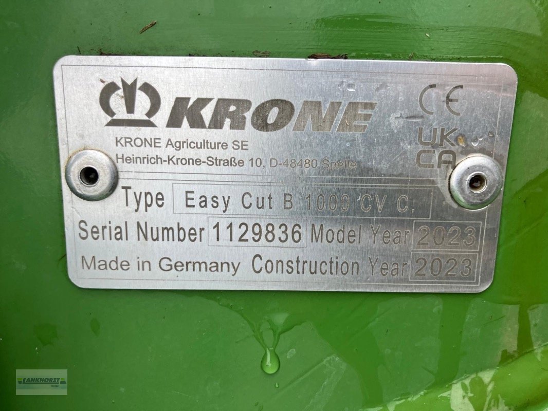 Mähwerk του τύπου Krone EASYCUT B 1000 CV CO, Gebrauchtmaschine σε Filsum (Φωτογραφία 12)