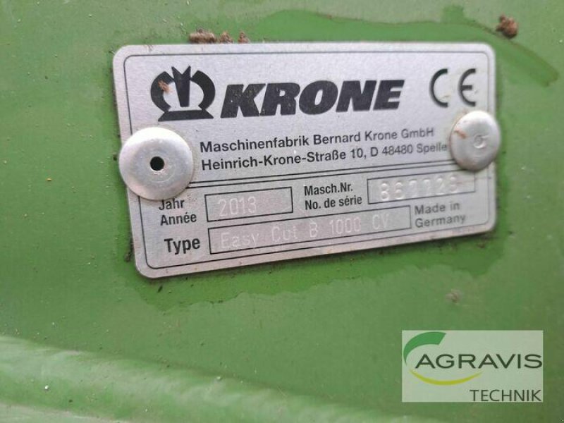 Mähwerk Türe ait Krone EASYCUT B 1000 CV CO, Gebrauchtmaschine içinde Melle-Wellingholzhausen (resim 27)