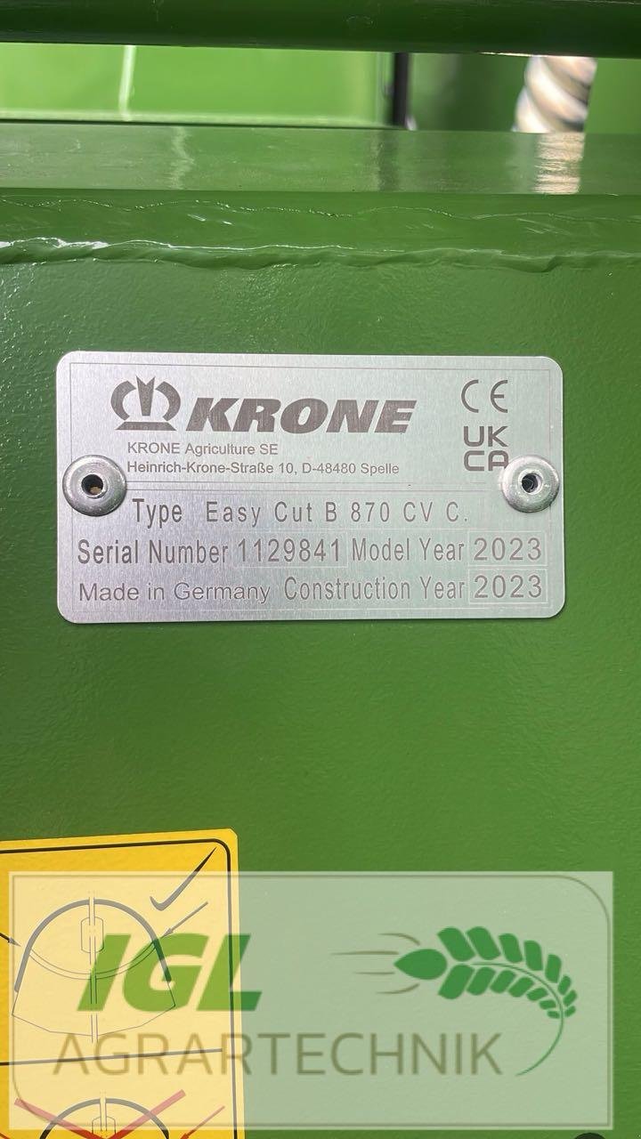 Mähwerk typu Krone EasyCut B 870 CV Collect, Neumaschine v Nabburg (Obrázok 8)