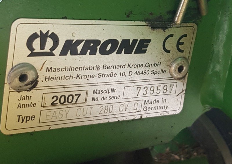 Mähwerk typu Krone EasyCut EC 280 CV, Gebrauchtmaschine v Balterswil (Obrázok 4)