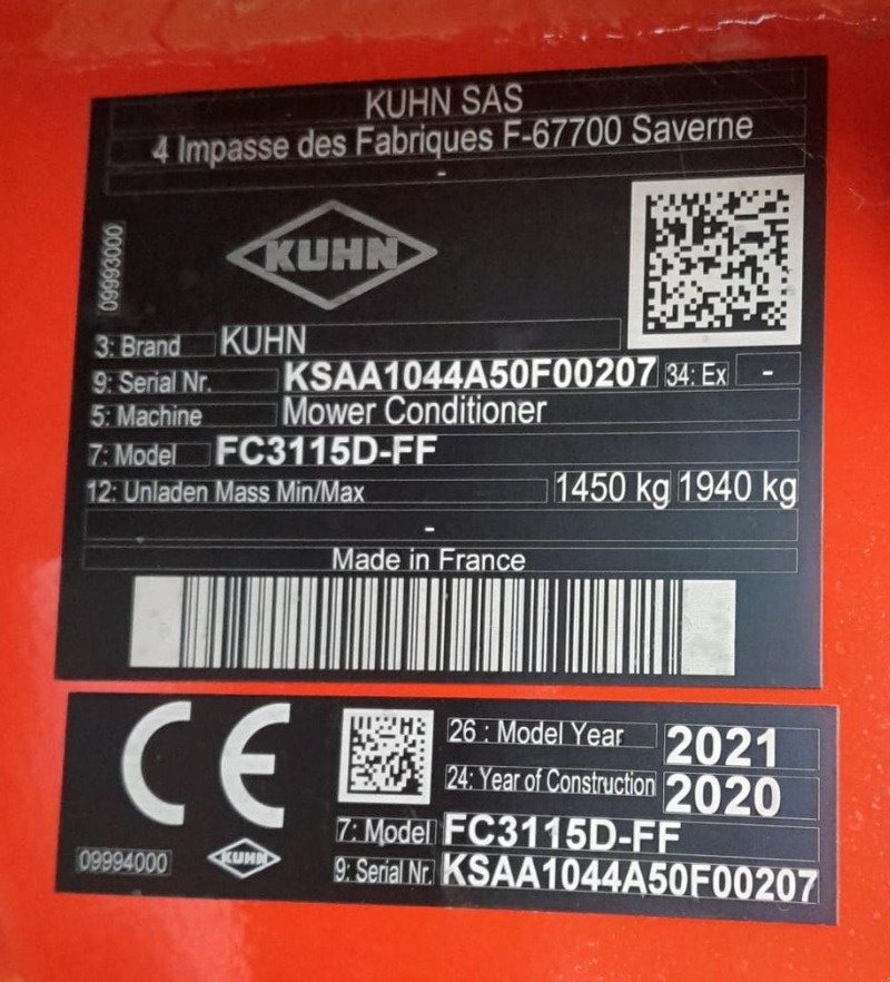 Mähwerk Türe ait Kuhn FC 3115 D-FF, Neumaschine içinde Bad Freienwalde (resim 11)