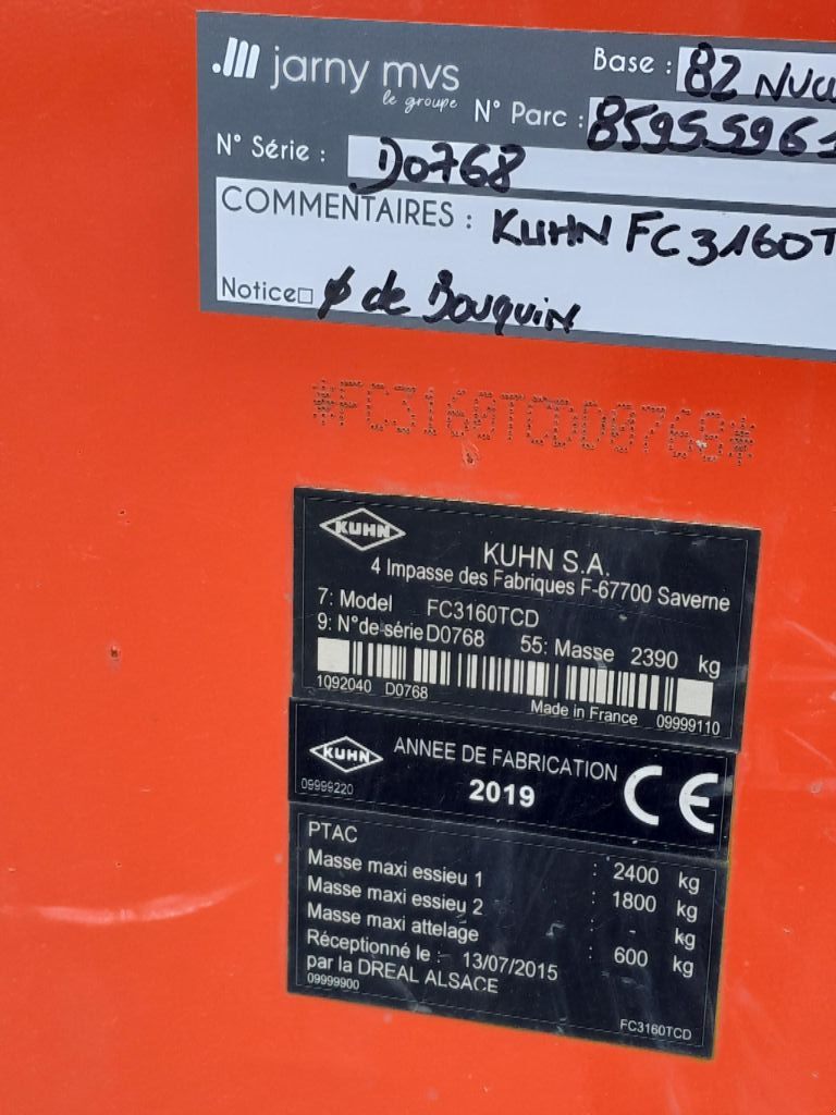 Mähwerk a típus Kuhn FC 3160 TCD, Gebrauchtmaschine ekkor: BAZOGES EN PAREDS (Kép 11)