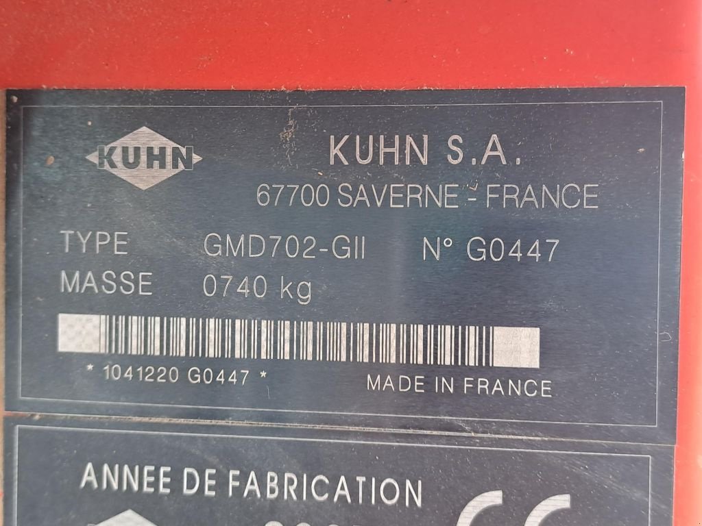 Mähwerk tip Kuhn GMD 702 GII, Gebrauchtmaschine in PUSEY (Poză 3)