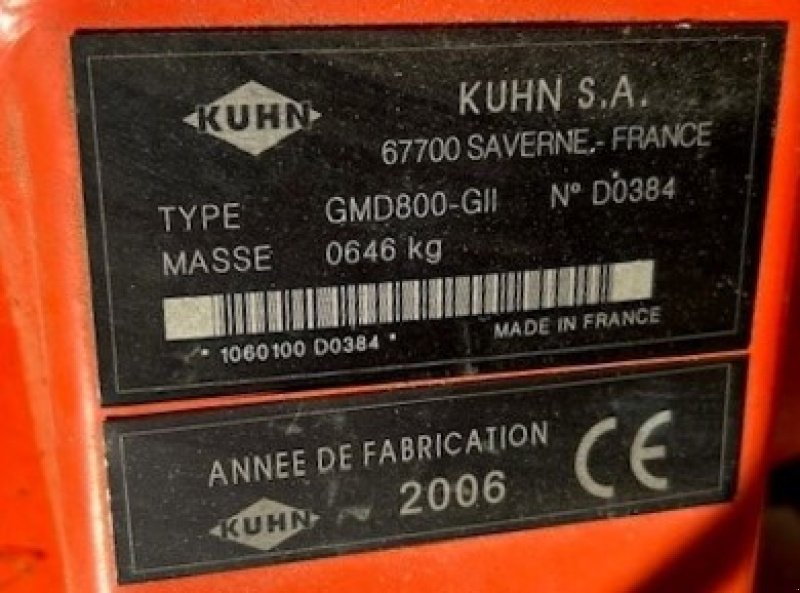 Mähwerk tip Kuhn GMD 800 G II, Gebrauchtmaschine in Pfarrweisach (Poză 2)