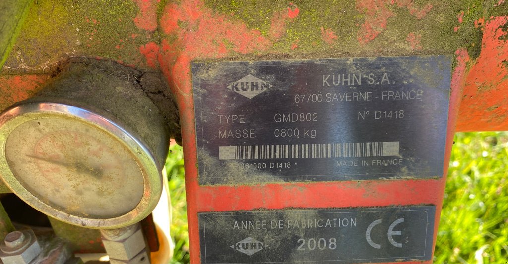 Mähwerk Türe ait Kuhn Gmd802, Gebrauchtmaschine içinde GUERET (resim 8)