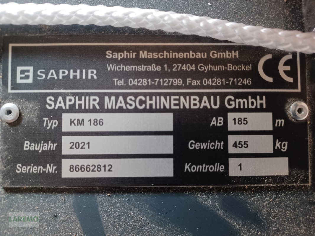 Mähwerk Türe ait Saphir KM 186, Neumaschine içinde Langenwetzendorf (resim 3)