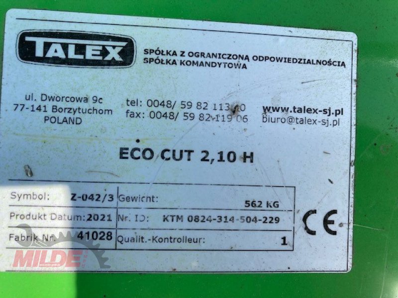 Mähwerk типа Talex Eco Cut 210 H, Gebrauchtmaschine в Elsteraue-Bornitz (Фотография 4)