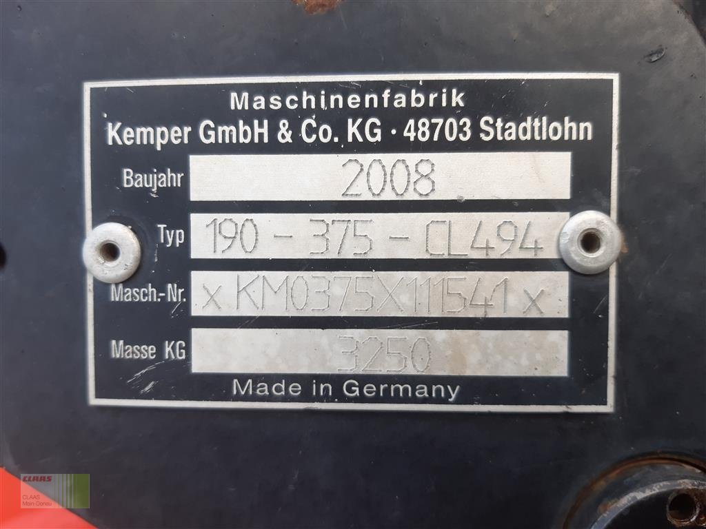 Maisgebiß Türe ait Kemper 375 CL, Gebrauchtmaschine içinde Wassertrüdingen (resim 21)