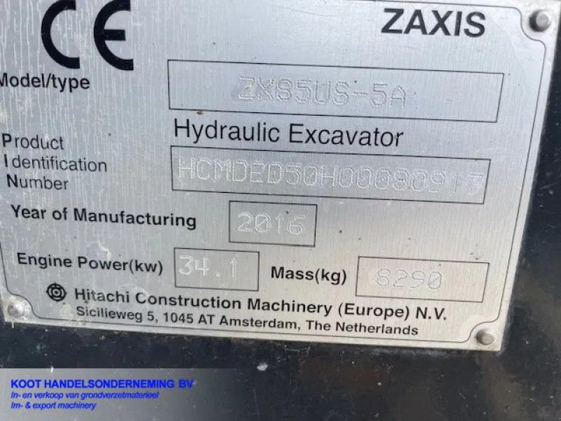 Minibagger des Typs Hitachi ZX 85us-5 ( TOP), Gebrauchtmaschine in Nieuwerkerk aan den IJssel (Bild 7)