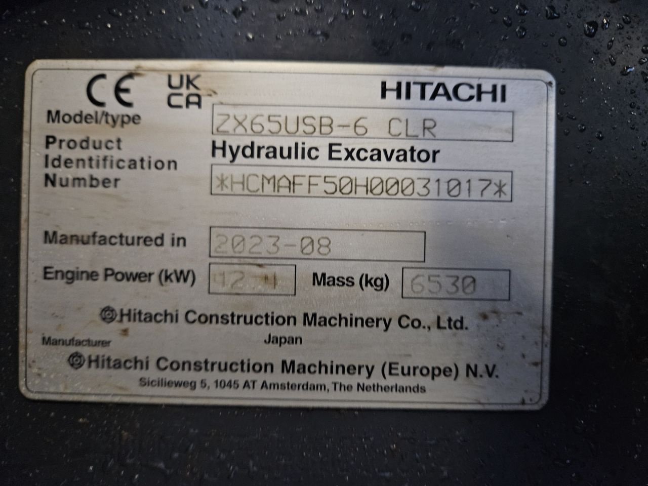 Minibagger типа Hitachi ZX65USB-6, Gebrauchtmaschine в Veldhoven (Фотография 5)