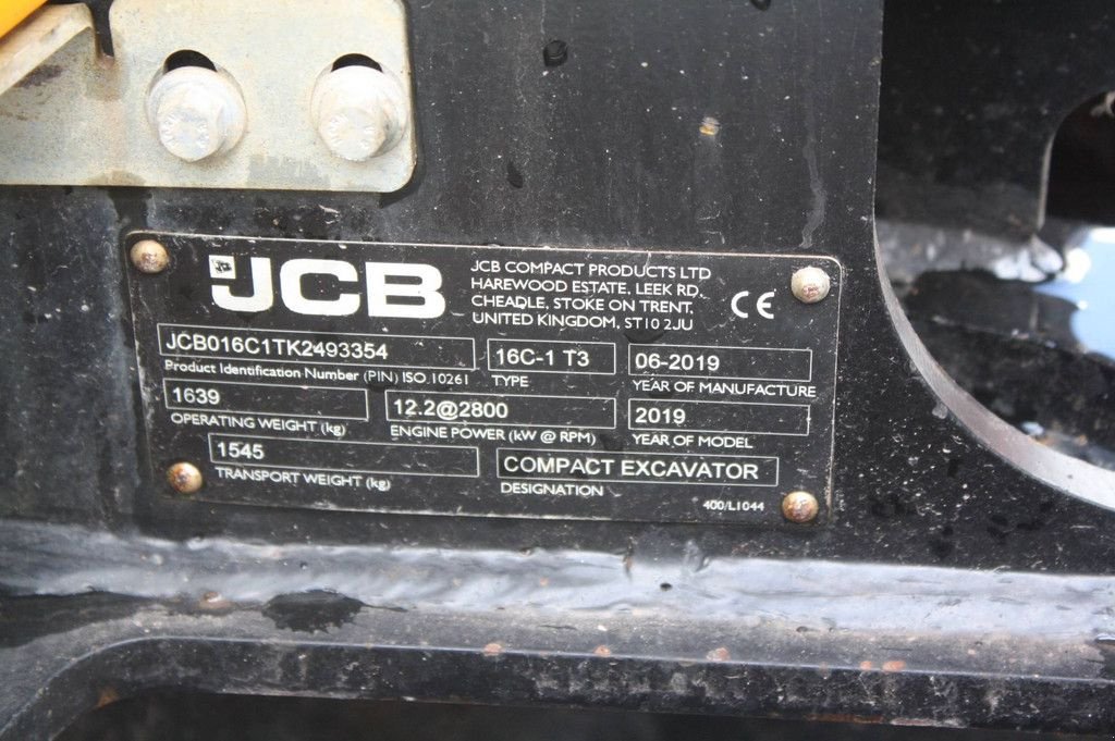 Minibagger a típus JCB 16C-1 T3, Gebrauchtmaschine ekkor: Antwerpen (Kép 9)