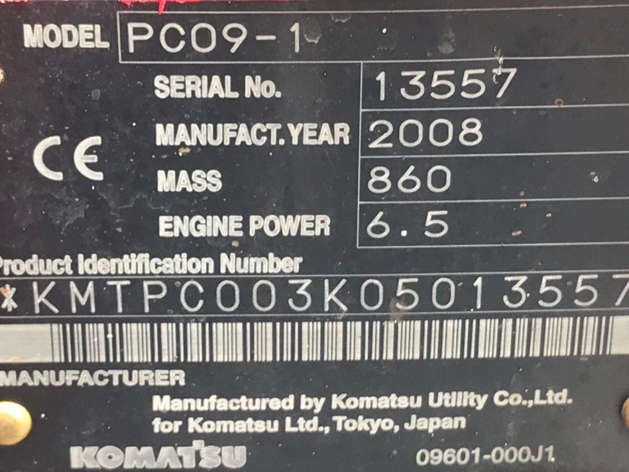 Minibagger типа Komatsu PC 09-1, Gebrauchtmaschine в Hoek (Фотография 5)