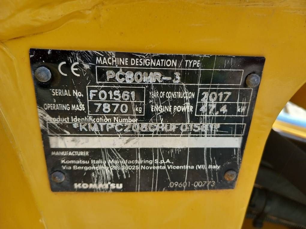 Minibagger типа Komatsu PC80MR-3, Gebrauchtmaschine в Overijse (Фотография 3)