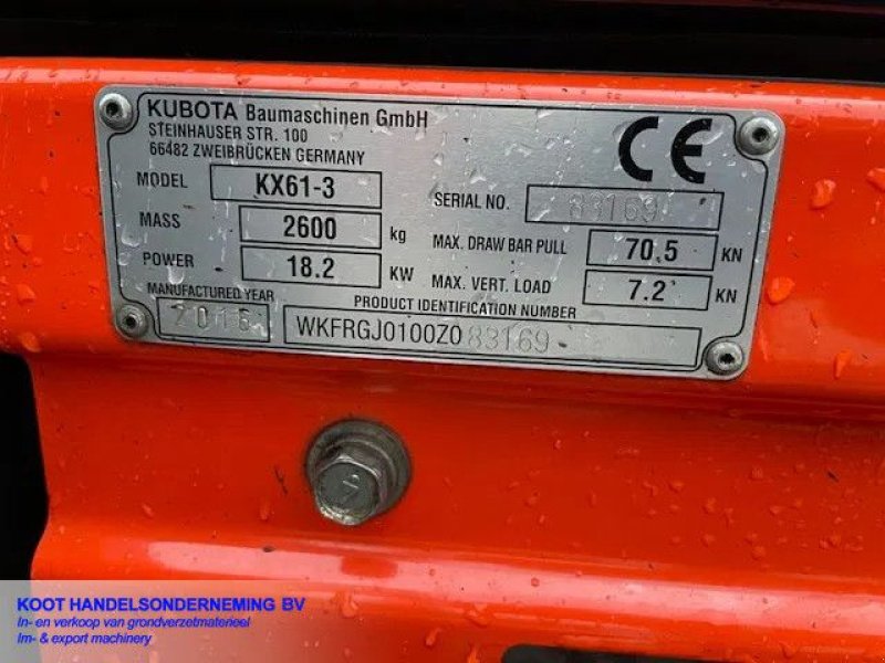 Minibagger tipa Kubota KX 61-3 Nieuwstaat! New Condition!!, Gebrauchtmaschine u Nieuwerkerk aan den IJssel (Slika 8)