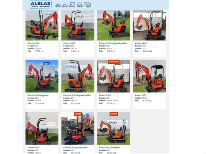 Minibagger del tipo Kubota U10-3 minigraafmachines 2013 tot nieuw!, Gebrauchtmaschine en Kwintsheul