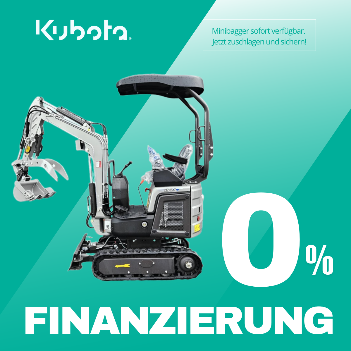 Minibagger typu Rhinoceros KS12-9 – Kompakt, Stark, 16 PS Kubota Motor, Neumaschine w Arbing (Zdjęcie 1)