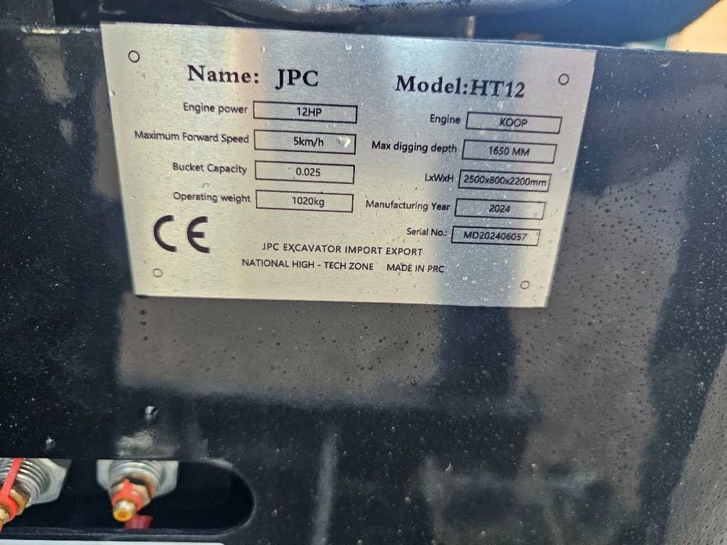 Minibagger a típus Sonstige Diversen Jpc minigraver Nieuw graafmachine 2024, Gebrauchtmaschine ekkor: Scherpenzeel (Kép 3)