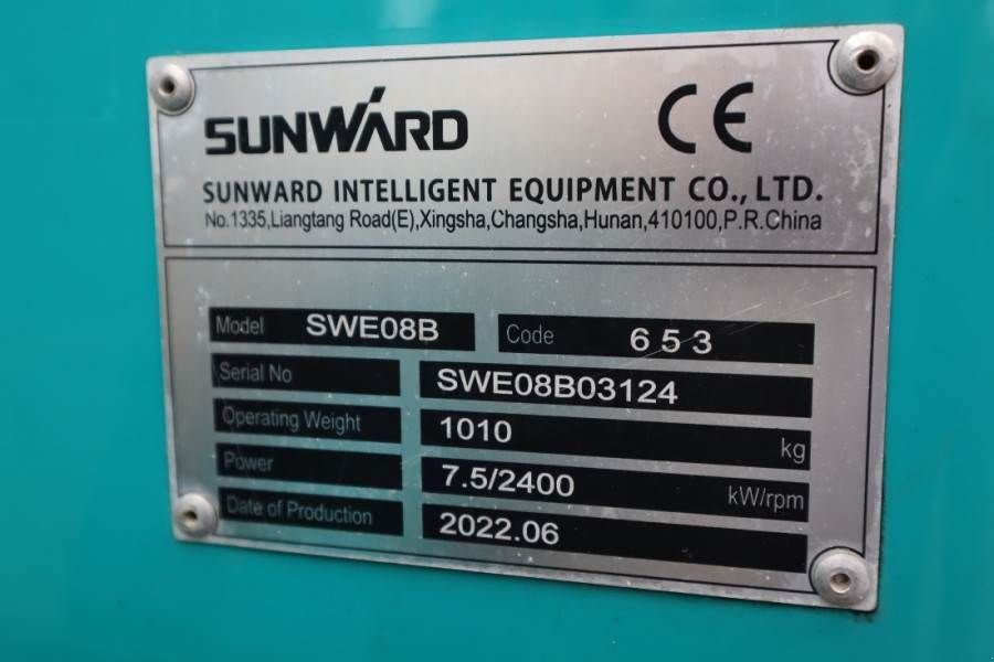 Minibagger del tipo Sunward SWE08B CE certification, Diesel, Extendable Underc, Gebrauchtmaschine en Groenlo (Imagen 7)