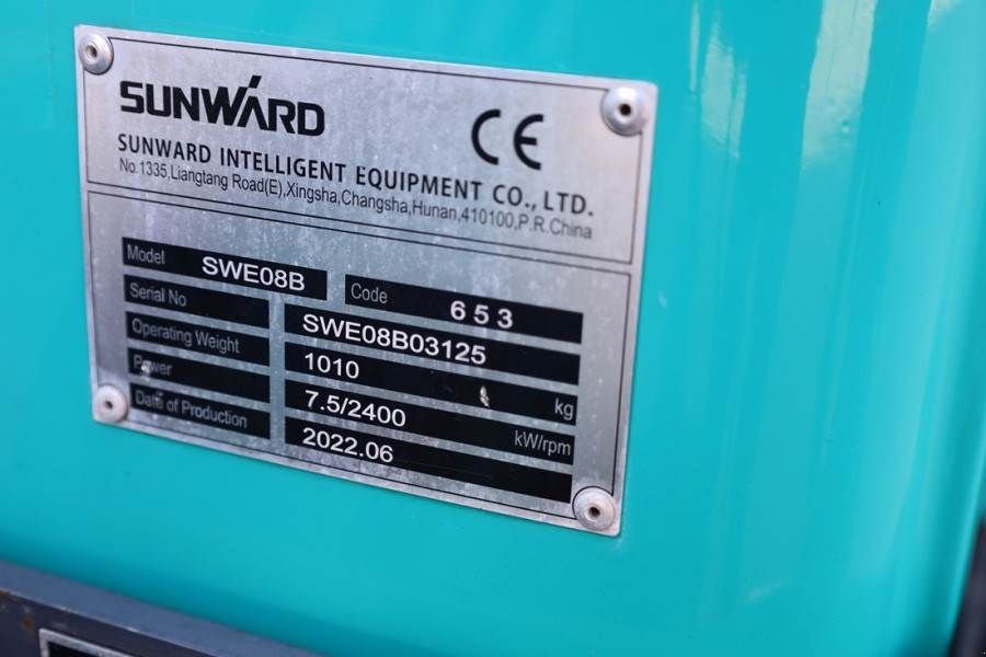 Minibagger Türe ait Sunward SWE08B Low Hours, CE certification, 3 buckets, Die, Gebrauchtmaschine içinde Groenlo (resim 7)