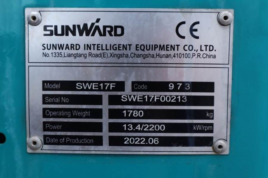 Minibagger a típus Sunward SWE17F CE certification, Diesel, Extendable Underc, Gebrauchtmaschine ekkor: Groenlo (Kép 7)