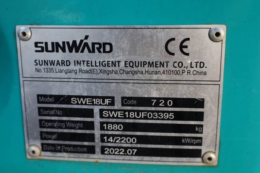 Minibagger Türe ait Sunward SWE18UF CE certification, Diesel, Extendable Under, Gebrauchtmaschine içinde Groenlo (resim 7)