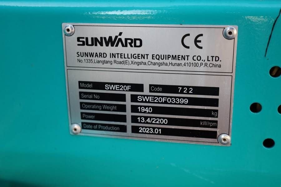 Minibagger van het type Sunward SWE20F CE certification, Diesel, Extendable Underc, Gebrauchtmaschine in Groenlo (Foto 7)