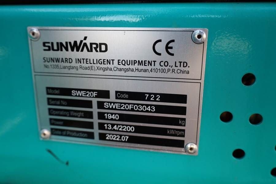 Minibagger za tip Sunward SWE20F CE certification, Diesel, Extendable Underc, Gebrauchtmaschine u Groenlo (Slika 7)