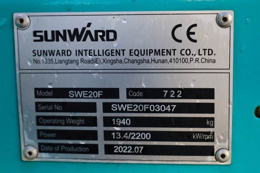 Minibagger des Typs Sunward SWE20F CE certification, Diesel, Extendable Underc, Gebrauchtmaschine in Groenlo (Bild 7)