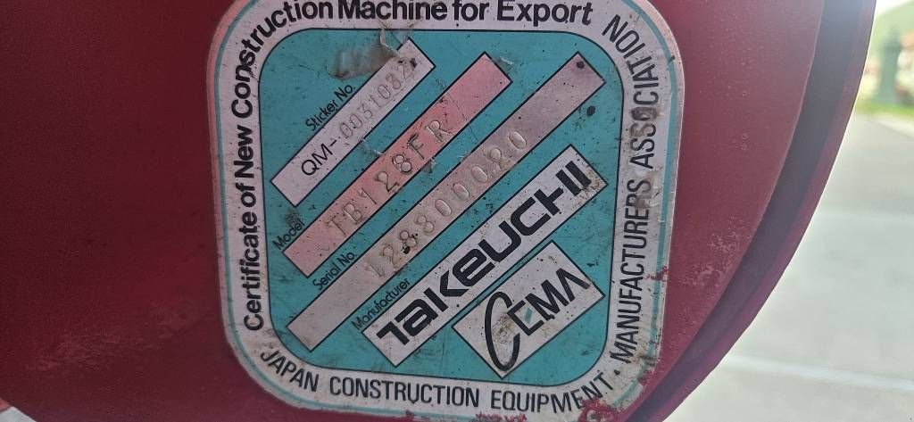 Minibagger du type Takeuchi minigraver tb128 fr, Gebrauchtmaschine en Horssen (Photo 7)