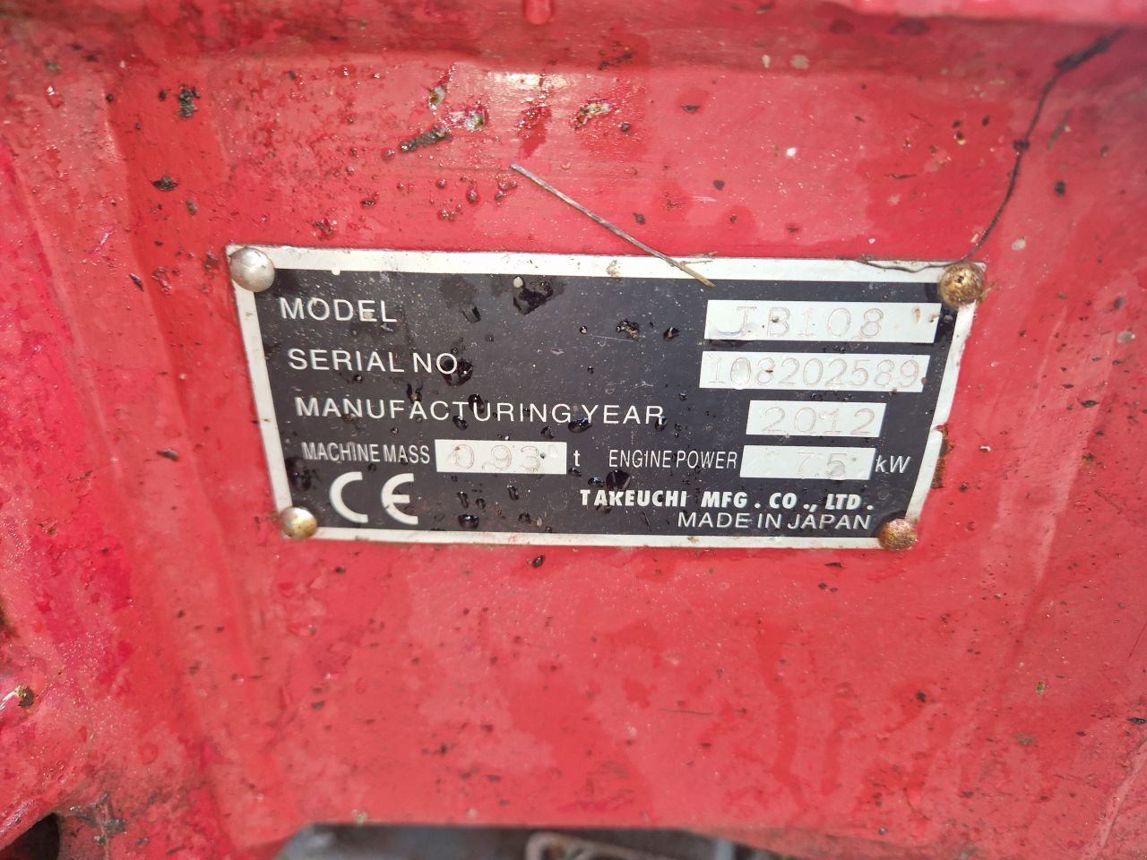 Minibagger typu Takeuchi tb 108, Gebrauchtmaschine w Oirschot (Zdjęcie 5)