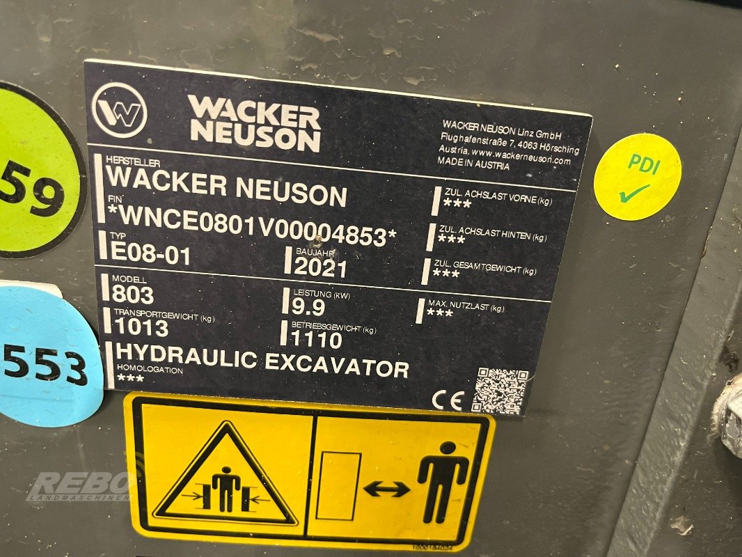 Minibagger van het type Wacker Neuson 803, Neumaschine in Dätgen (Foto 2)