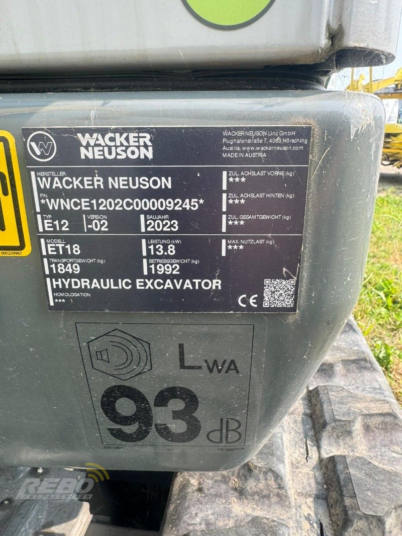 Minibagger του τύπου Wacker Neuson ET 18 Edition A2.0, Neumaschine σε Nordenham (Φωτογραφία 2)