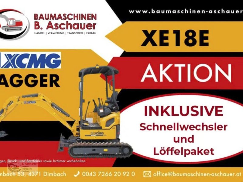 Minibagger del tipo XCMG SET AKTION – XCMG XE18E, Neumaschine In Dimbach (Immagine 1)