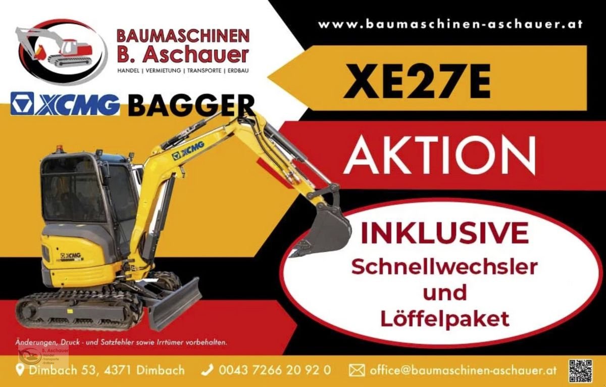 Minibagger del tipo XCMG SET AKTION – XCMG XE27E, Neumaschine In Dimbach (Immagine 1)