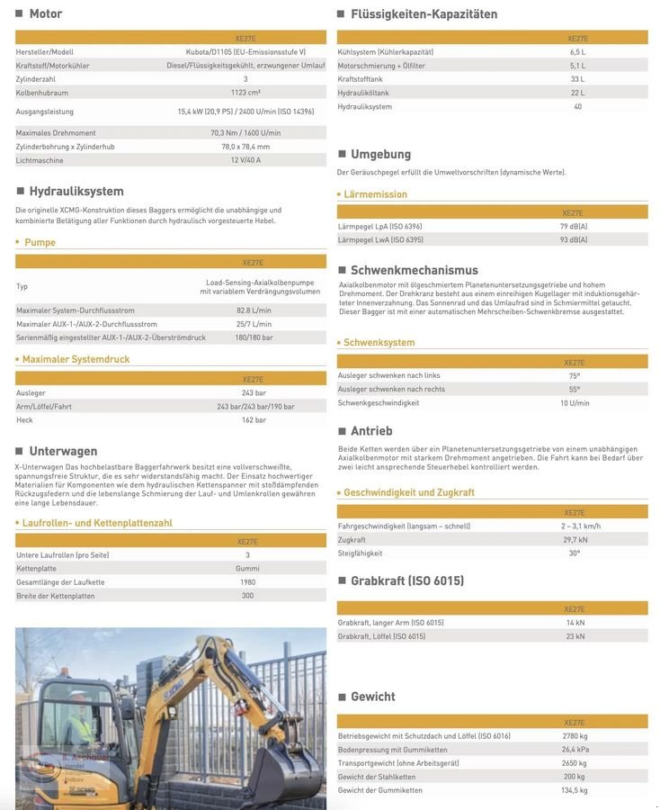 Minibagger typu XCMG SET AKTION – XCMG XE27E, Neumaschine w Dimbach (Zdjęcie 2)