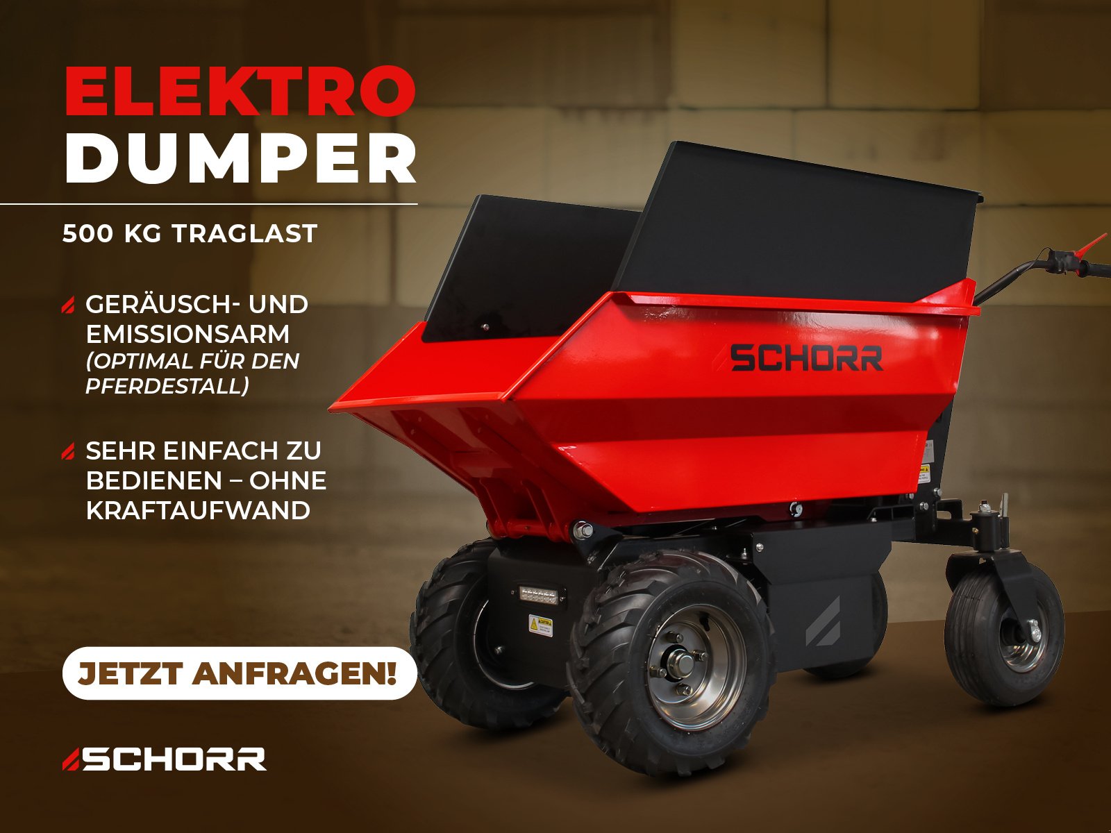 Minidumper of the type Schorr Minidumper DEHRAS 500kg Elektro 1000W 48V Elektrodumper Dumper Motorschubkarre Elektroschubkarre, Neumaschine in Schüttorf (Picture 1)